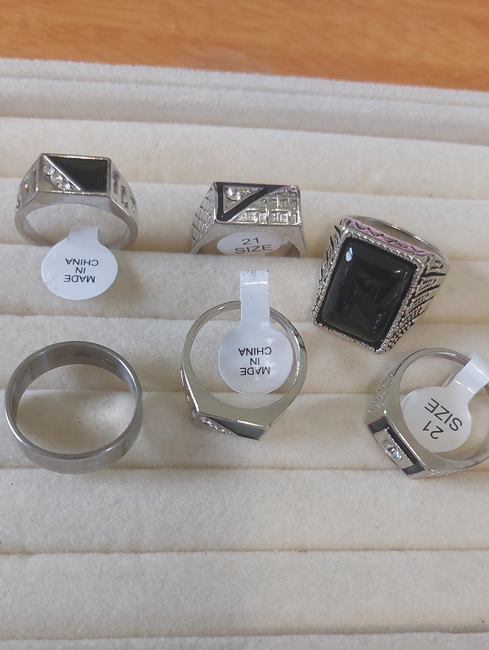 Men's Silver & Black Ring Bundle - Size 10 to 11 Range